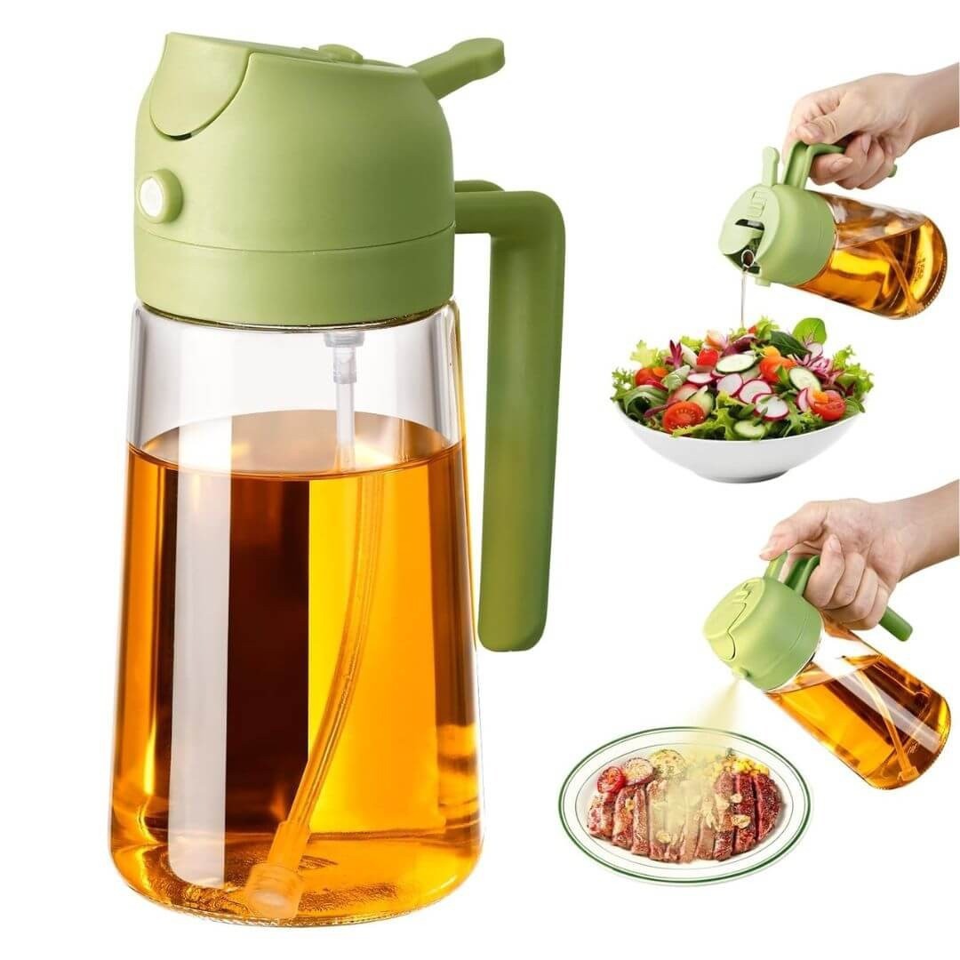 OilSpray Duo – 2-in-1 Oliespray & Schenkfles | Voor Airfryer, BBQ & Salade