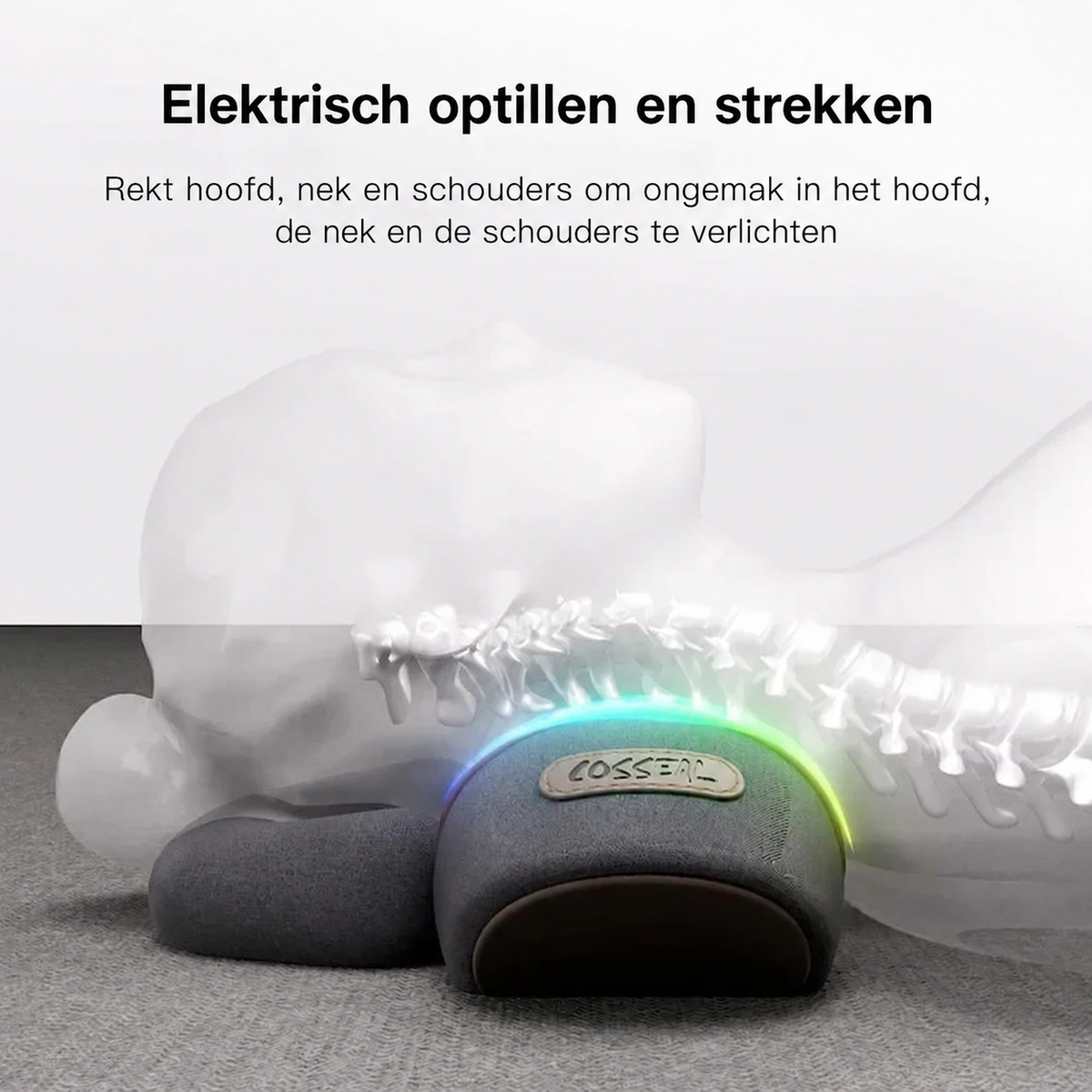 Nekmassagekussen dat elektrisch opblaast om de nek zacht te strekken