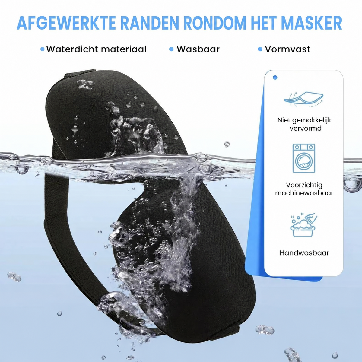 Wasbaar en vormvast 3D-slaapmasker met afgewerkte randen
