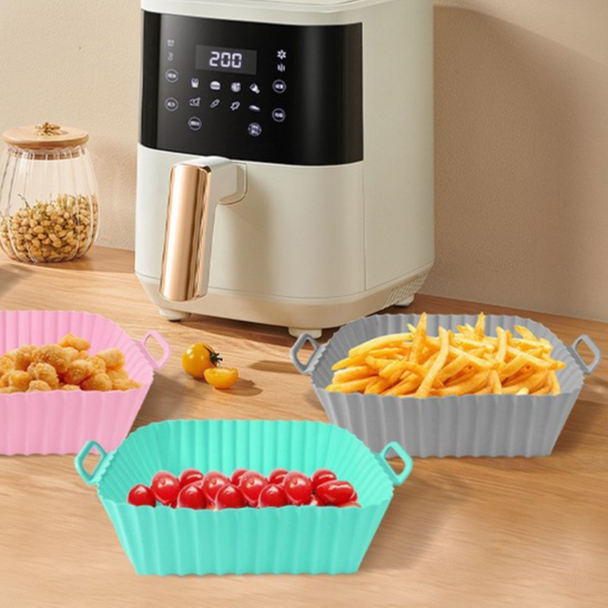 Siliconen Airfryer Bakje. Herbruikbaar, Anti aanbak & Met Handvatten